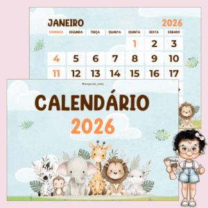 Calendário 2026 Tema Safari