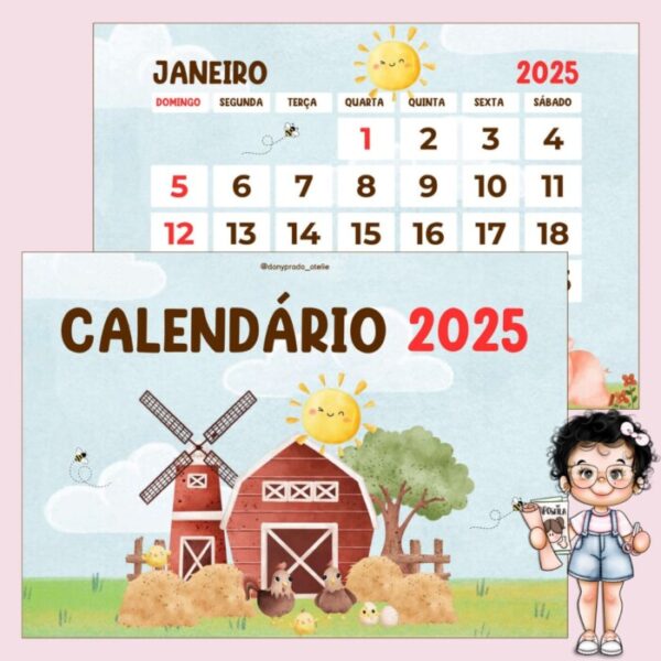 Calendário Fazendinha 2025