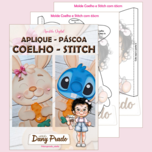 Apostila Aplique Coelho e Stitch de 65CM - 35CM