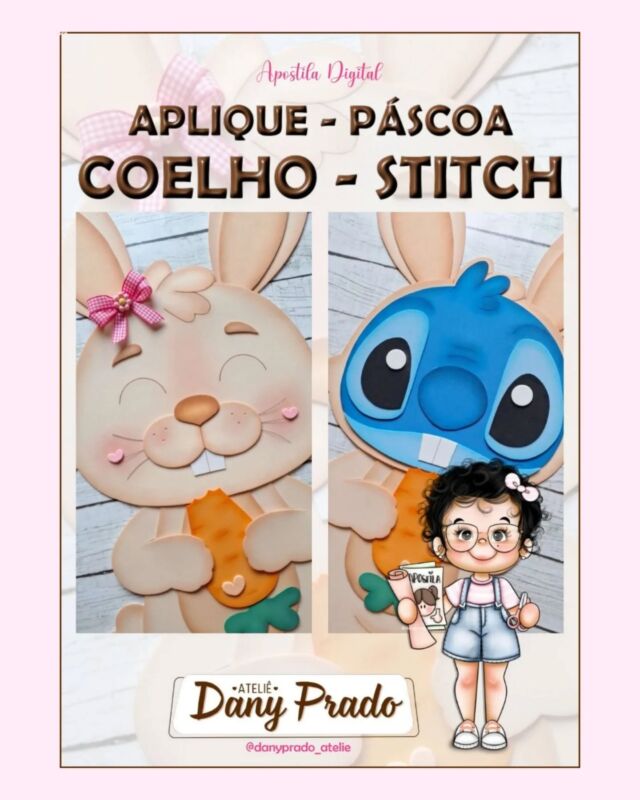 🐰✨ Mais um lançamento incrível de apostila de moldes! E dessa vez, o tema é Páscoa!Essa apostila é uma adaptação perfeita, que permite produzir tanto o aplique do coelho quanto o Stitch fantasiadinho de coelho, o alienígena mais amado do Brasil! 🩵🥰📢 O lançamento será feito nos Stories hoje! Corre para conferir essa fofura!💰 Valor promocional de R$ 10,00 até o dia 16/03! Depois, será R$ 16,50.Corre para o site e garante a sua antes que o preço mude! E me conta, o que achou dessa fofura? 😍🔗 Comenta "Eu quero!" que eu te envio o link!